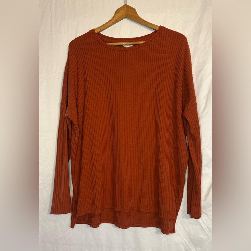 Time and Tru Women’s Burnt Orange Long Sleeve Pull On Shirt size Large (12-14) - Picture 2 of 10